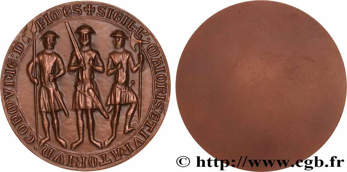 CINQUIÈME RÉPUBLIQUE Médaille, Reproduction du sceau de la ville de Fismes (Marne) SUP