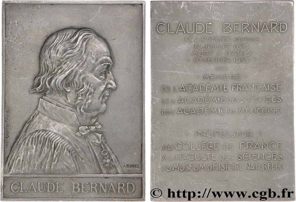 SCIENCES & SCIENTIFIQUES Plaque, Claude Bernard TTB+