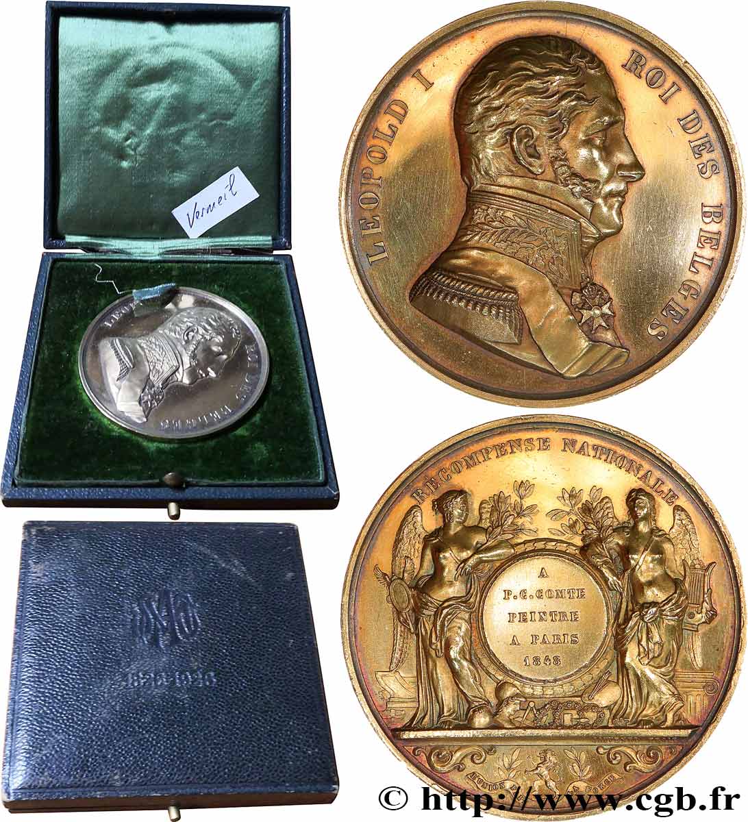 BELGIQUE - ROYAUME DE BELGIQUE - LÉOPOLD Ier Médaille, Récompense nationale à Pierre-Charles Comte TTB+
