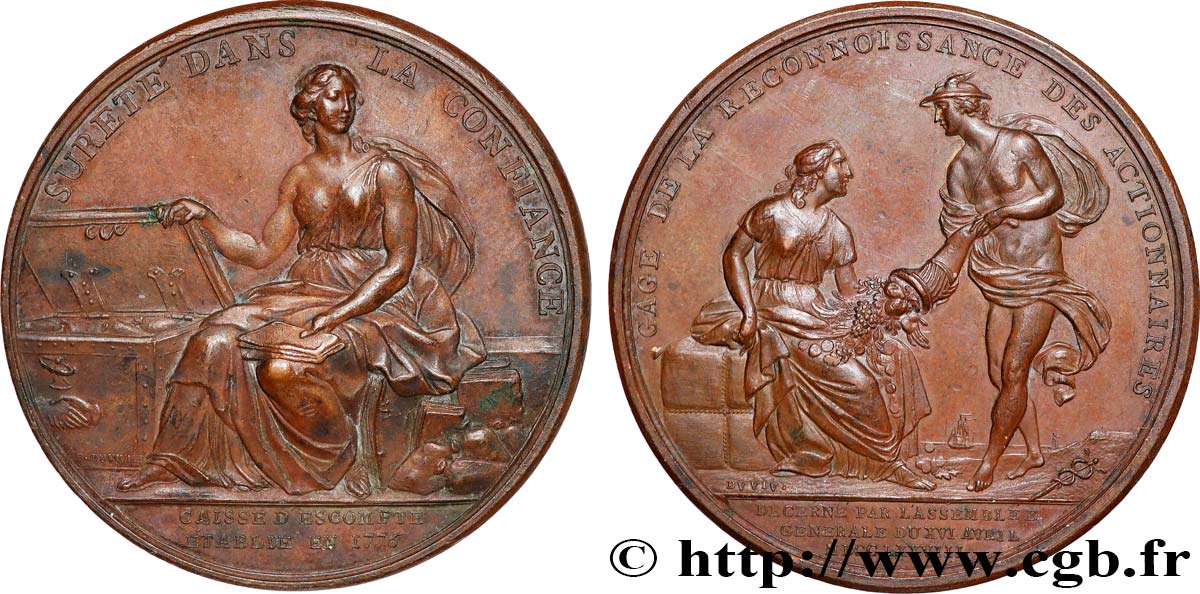 LOUIS XVI Médaille, Gage de reconnaissance des actionnaires TTB/TTB+