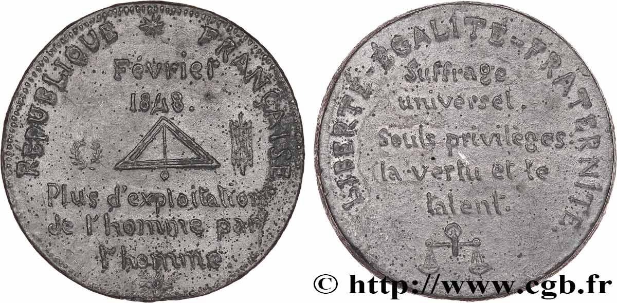 DEUXIÈME RÉPUBLIQUE Médaille, Suffrage universel TTB+