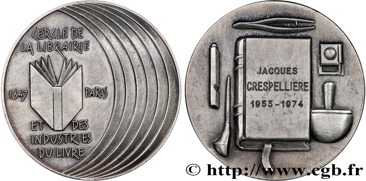 CINQUIÈME RÉPUBLIQUE Médaille, Cercle de la librairie et des industries du livre TTB+