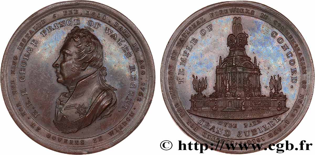 GRAN BRETAGNA - GIORGIO III Médaille, Commémoration de la signature de la Pais de Paris q.SPL