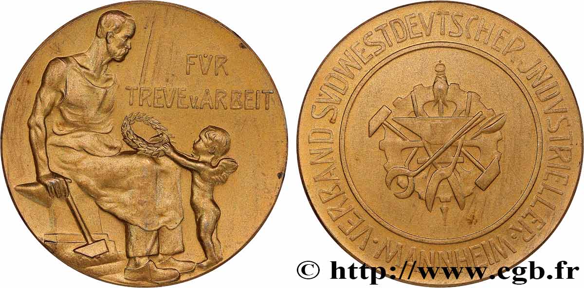 ALLEMAGNE Médaille, Loyauté et travail, Association des industriels du sud-ouest de l’Allemagne TTB+