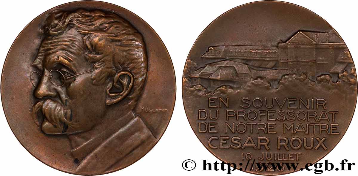 TROISIÈME RÉPUBLIQUE Médaille, En souvenir du professorat de notre maître César Roux TTB+