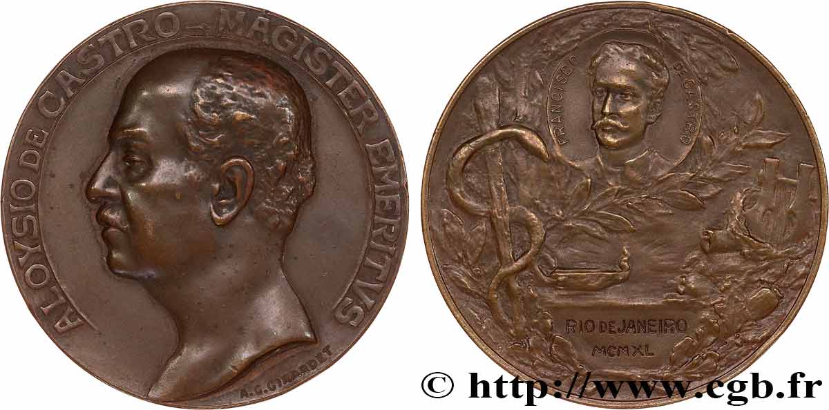 LITTÉRATURE : ÉCRIVAINS/ÉCRIVAINES - POÈTES Médaille, Aloysio de Castro TTB+