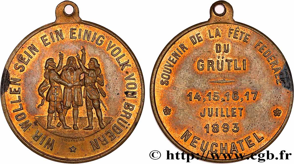SUISSE Médaille, Souvenir de la fête fédérale du Grütli TTB+