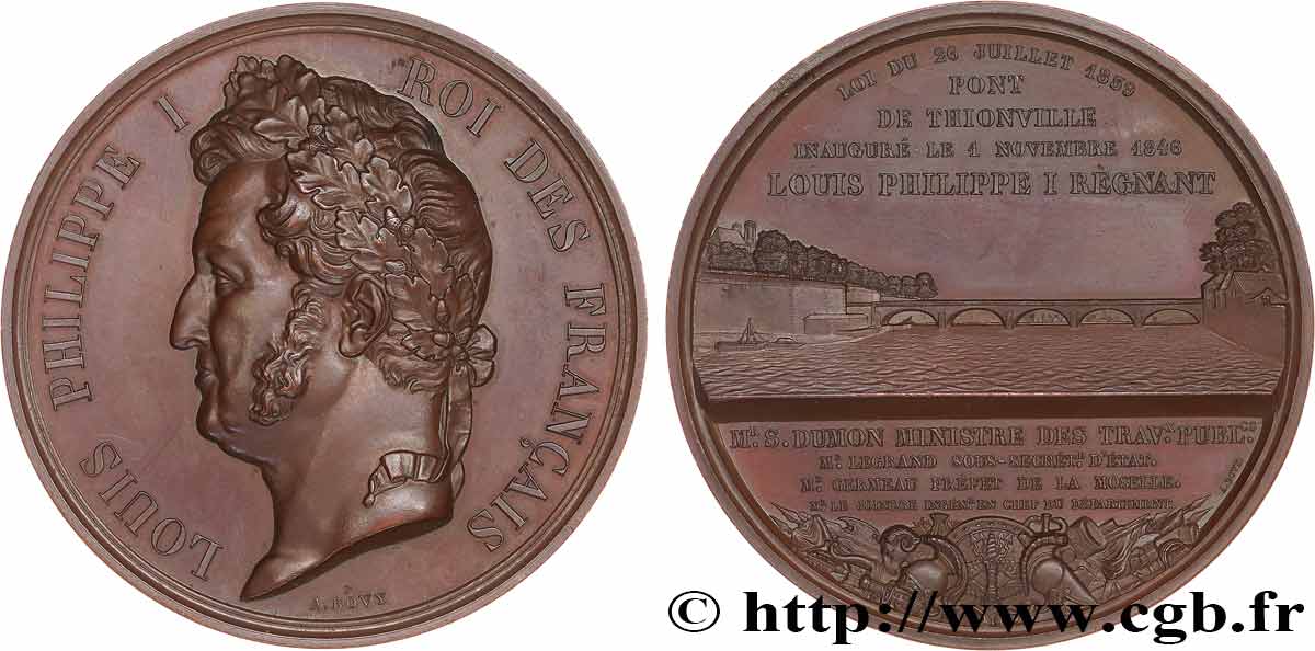 LUIGI FILIPPO I Médaille, Inauguration du Pont de Thionville SPL+