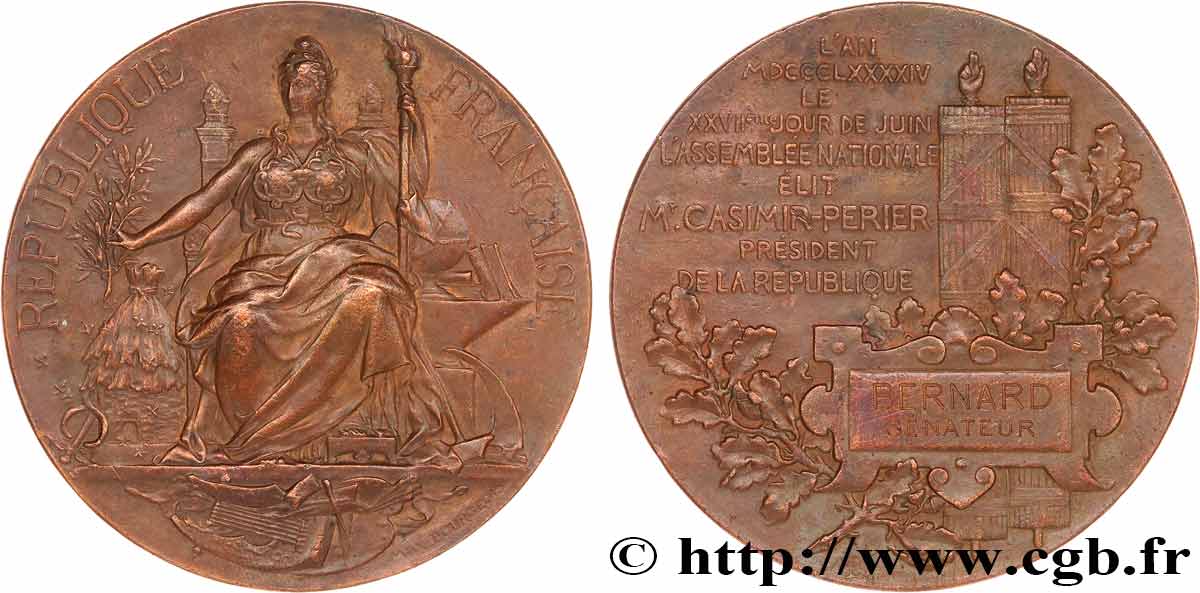 TROISIÈME RÉPUBLIQUE Médaille pour l’élection de Jean Casimir-Perier TTB