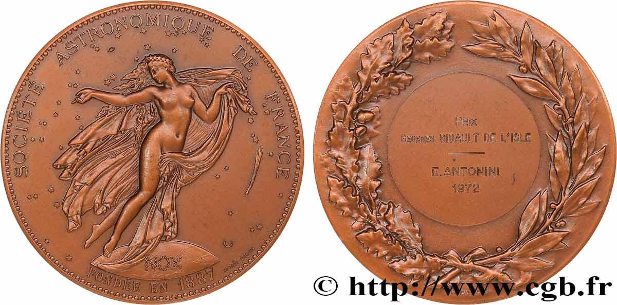 FUNFTE FRANZOSISCHE REPUBLIK Médaille, Société astronomique de France, Prix Georges Bidault de l’Isle VZ