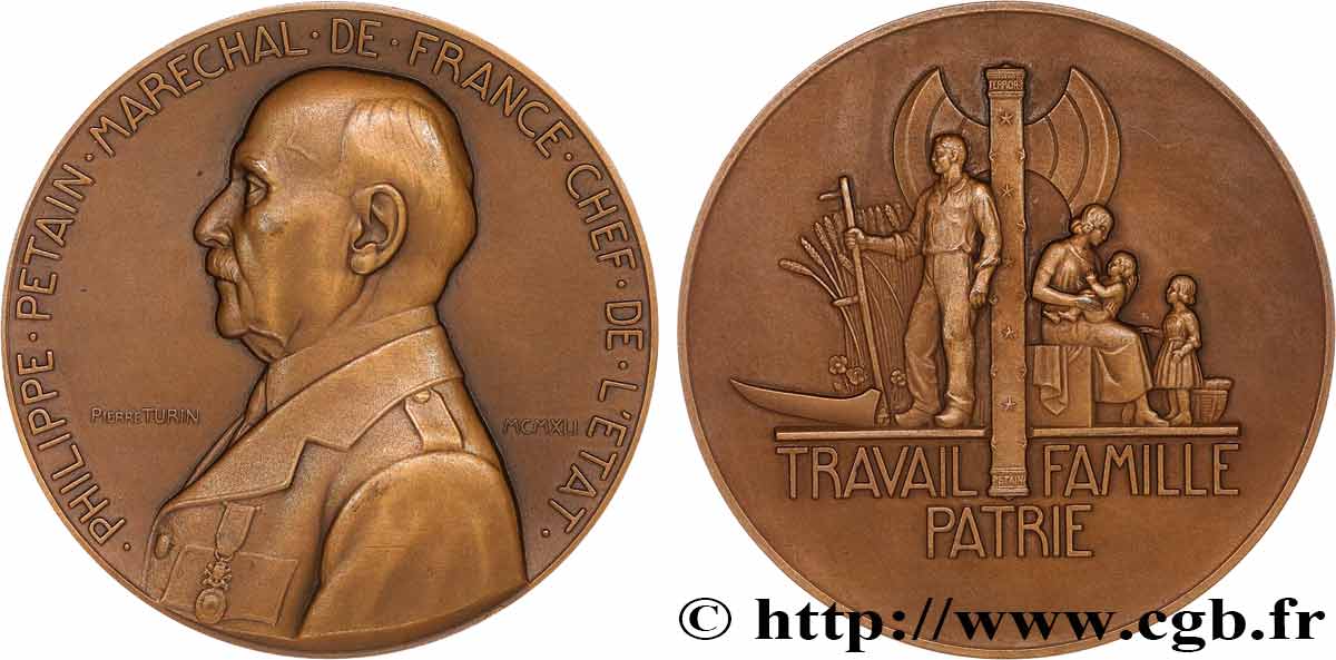 ETAT FRANÇAIS Médaille du maréchal Pétain, fête du travail EBC