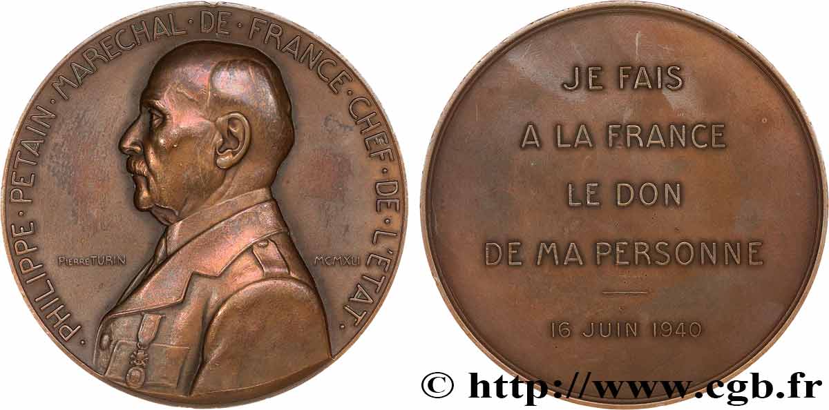 ÉTAT FRANÇAIS Médaille, Maréchal Pétain, Don de ma personne TTB+