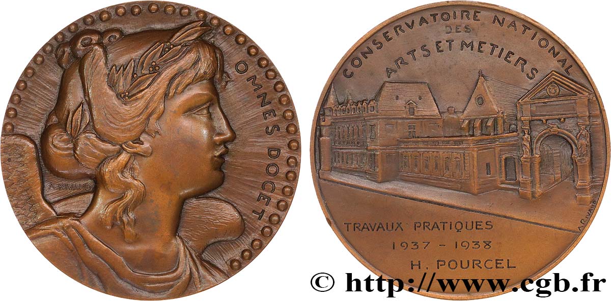 ARTS ET MÉTIERS - ÉCOLES Médaille, Omnes Docet, Conservatoire national des arts et métiers AU