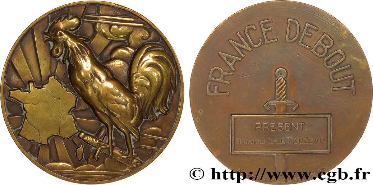 ÉTAT FRANÇAIS Médaille, France debout TTB