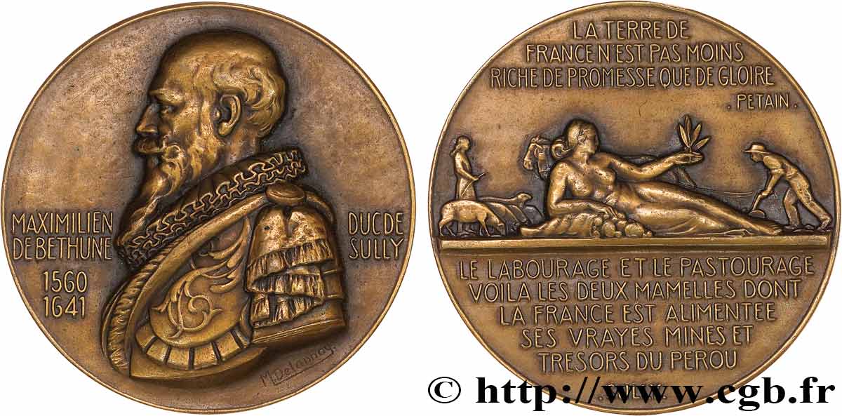 LOUIS XIII LE JUSTE Médaille, Maximilen de Béthune, duc de Sully TTB+