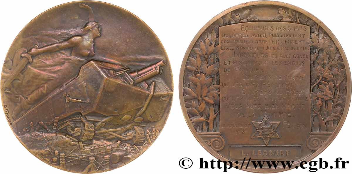 TROISIÈME RÉPUBLIQUE Médaille de récompense aux ouvriers, équipages des chars et ingénieurs TTB+