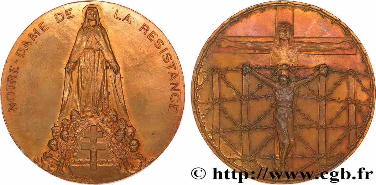 QUINTA REPUBLICA FRANCESA Médaille, Notre-Dame de la résistance EBC