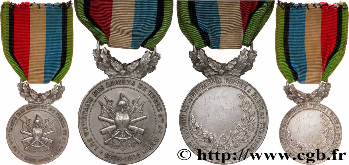 INSURANCES Médaille, Les vétérans des Armées de terre et de mer AU/XF