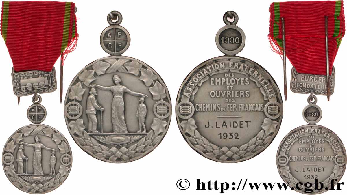 ASSURANCES Médaille, Secours mutuels, Chemins de fer français TTB+