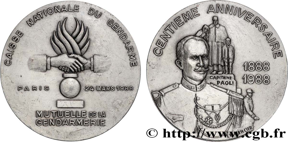 INSURANCES Médaille, 100e anniversaire de la caisse nationale du gendarme AU