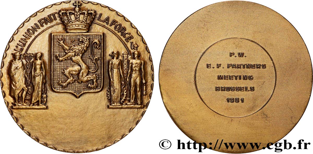 BELGIQUE - ROYAUME DE BELGIQUE - BAUDOUIN Ier Médaille, Réunion d’entreprise à Bruxelles SUP
