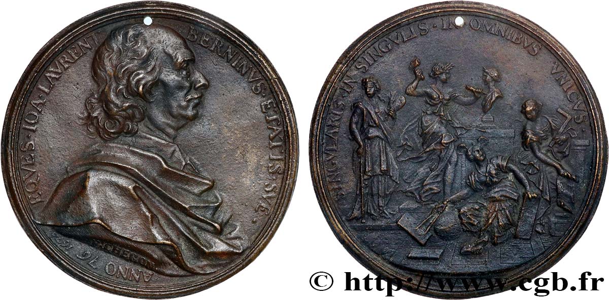 LOUIS XIV  THE SUN KING  Médaille, Giovanni Lorenzo Bernini par Charles Jean François Chéron AU