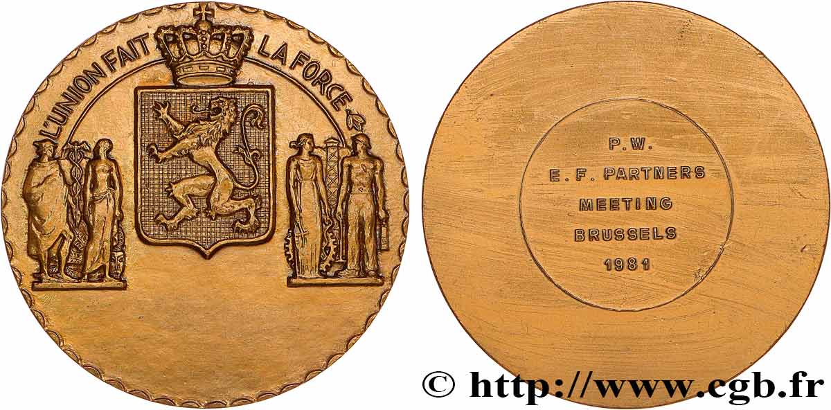 BELGIQUE - ROYAUME DE BELGIQUE - BAUDOUIN Ier Médaille, Réunion d’entreprise à Bruxelles AU