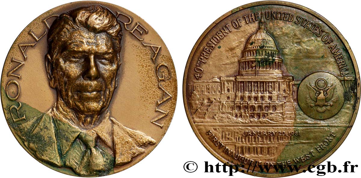 ÉTATS-UNIS D AMÉRIQUE Médaille, Ronald Reagan, Inauguration du mandat TTB