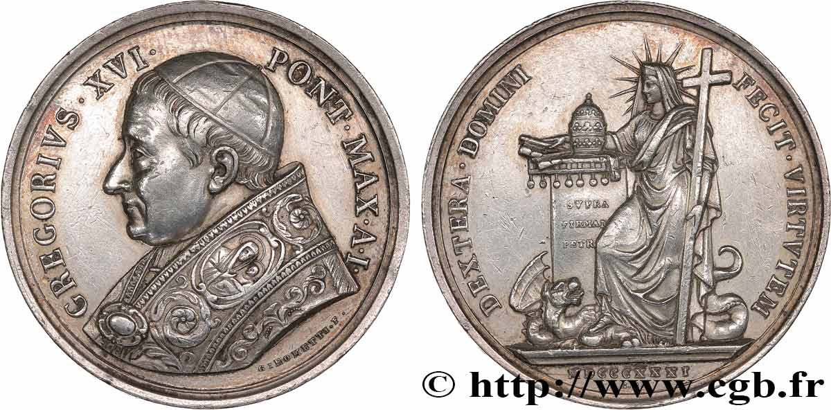 VATICAN - GRÉGOIRE XVI (Bartolomé Albert Cappellari) Médaille, Mouvements révolutionnaires SS