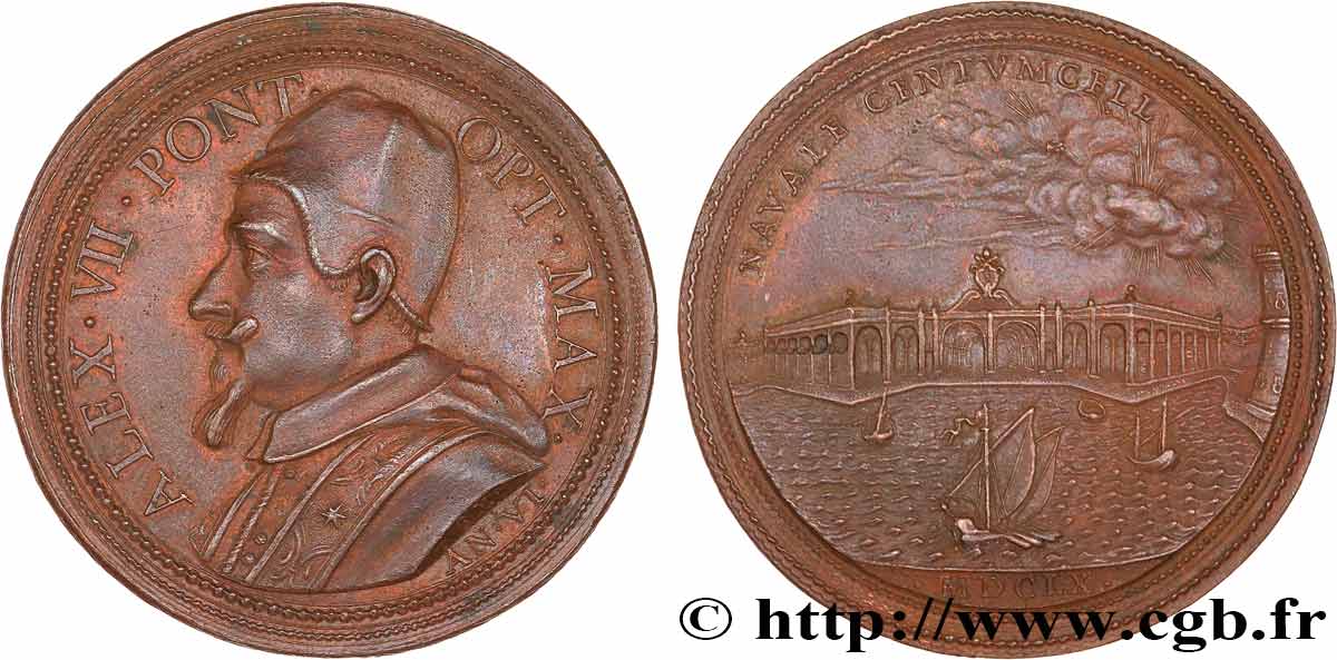 ITALY- PAPAL STATES - ALEXANDER VII (Fabio Chigi) Médaille, Civita Vecchia AU