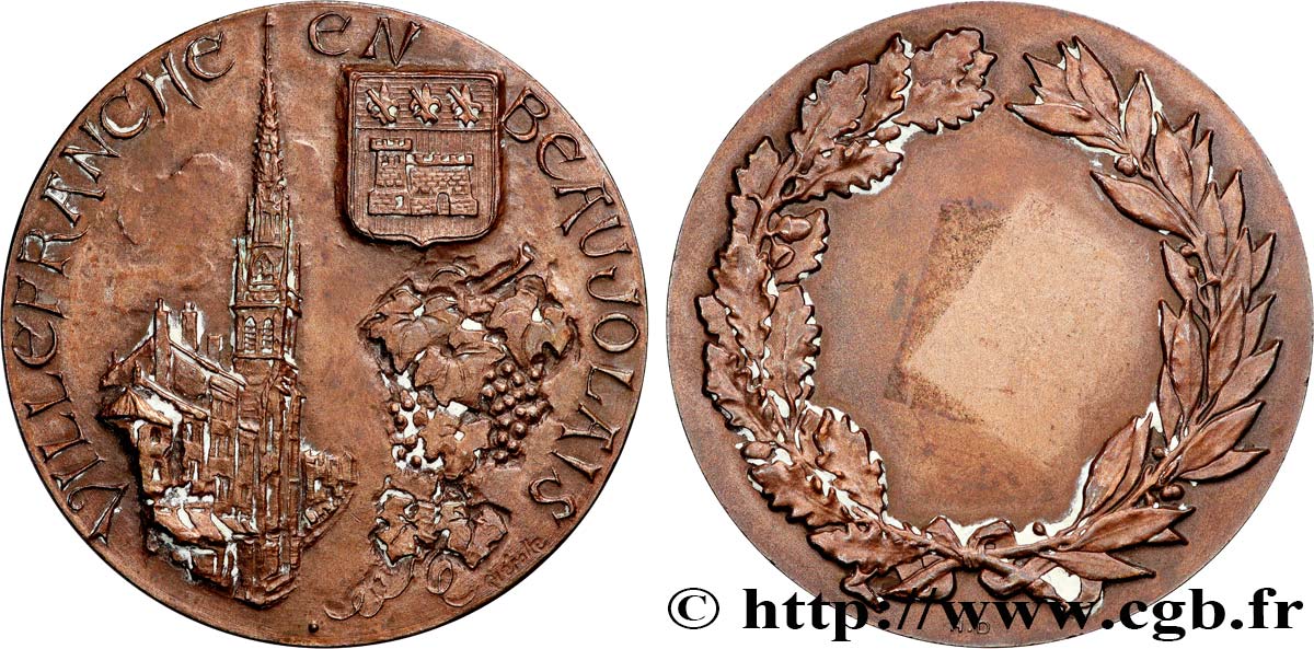 V REPUBLIC Médaille de récompense, Villefranche-en-Beaujolais XF