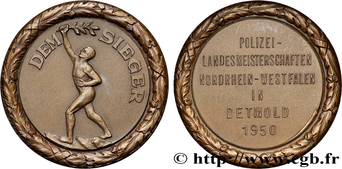 ALLEMAGNE Médaille, Championnat de police de Rhénanie-du-Nord-Westphalie, Detmold TTB+