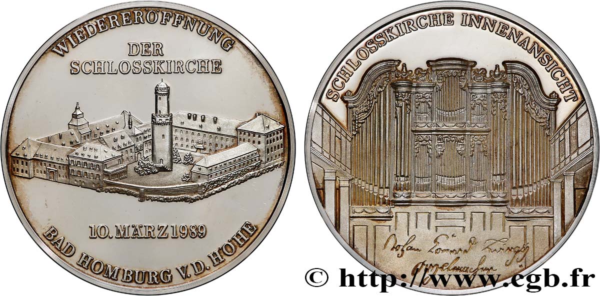 ALLEMAGNE Médaille, Réouverture de l’église du Château de Bad Homburg SUP
