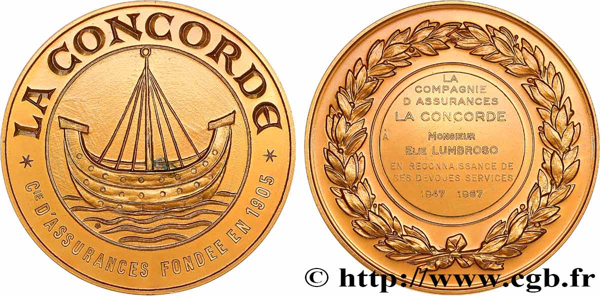 ASSURANCES Médaille, Compagnie La concorde SUP