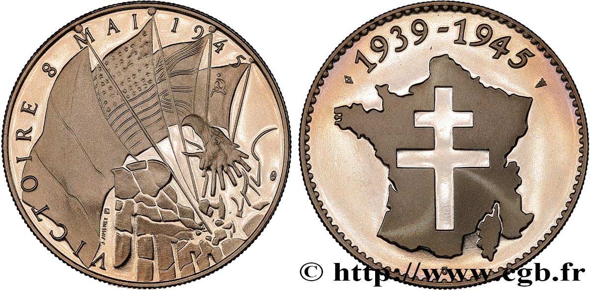 CINQUIÈME RÉPUBLIQUE Médaille commémorative, Victoire de Mai 1945 TTB+
