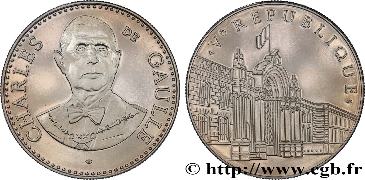 QUINTA REPUBBLICA FRANCESE Médaille, Charles de Gaulle, Ve République q.SPL