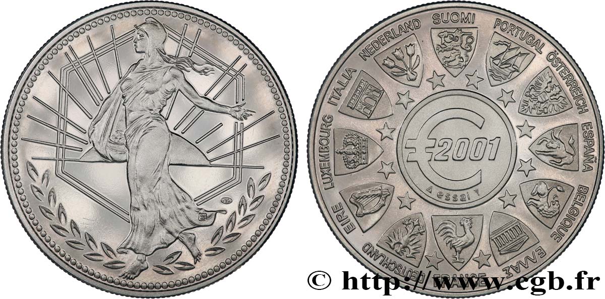 CINQUIÈME RÉPUBLIQUE Médaille, Essai Euro SPL