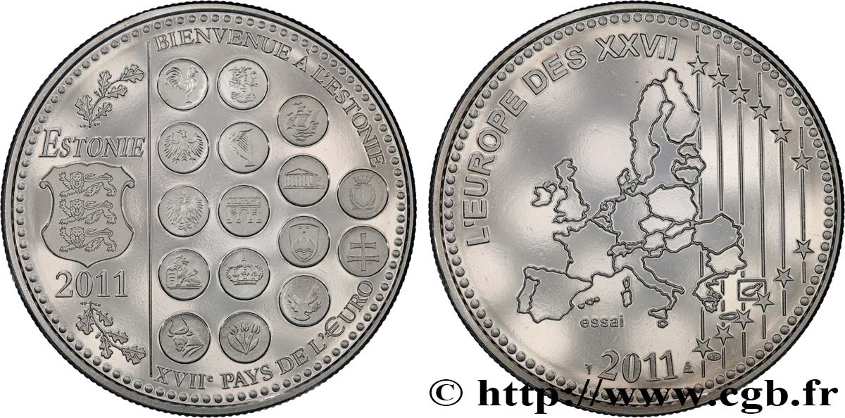 QUINTA REPUBLICA FRANCESA Médaille, Essai, Bienvenue à l’Estonie EBC