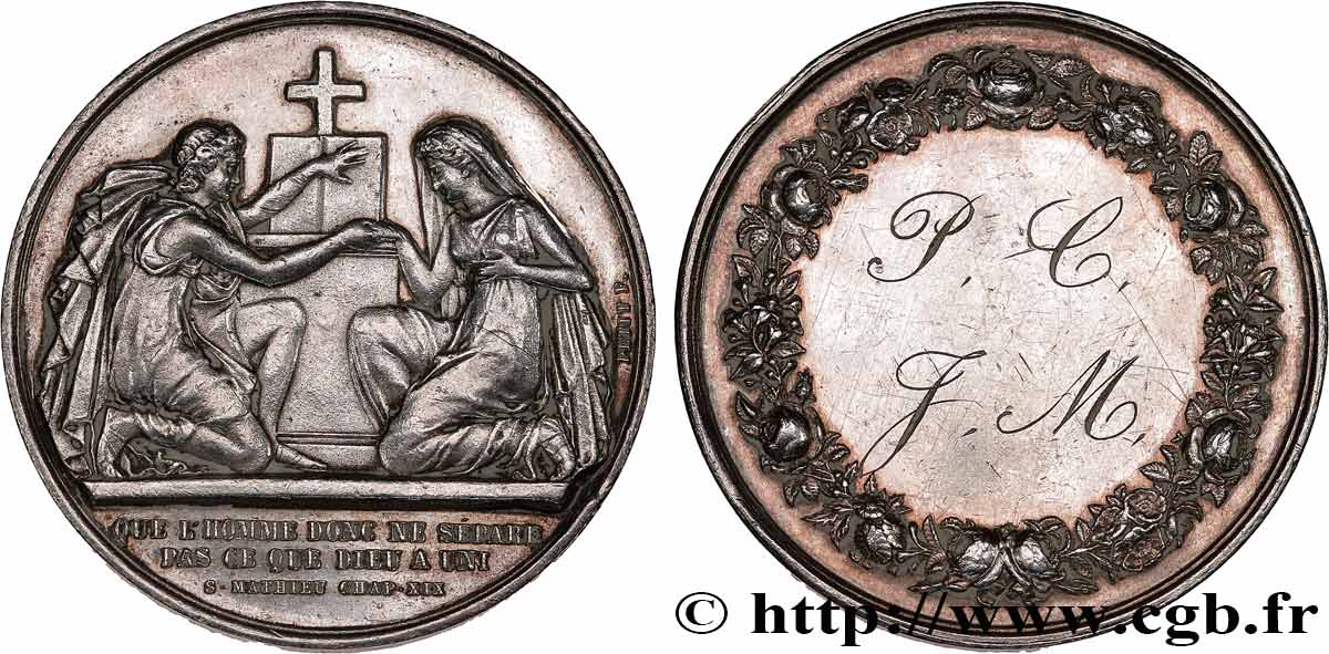 AMOUR ET MARIAGE Médaille de mariage, Evangile de St Mathieu XF