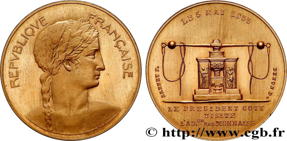 CUARTA REPUBLICA FRANCESA Médaille de visite en or à la Monnaie de Paris par Delannoy SC