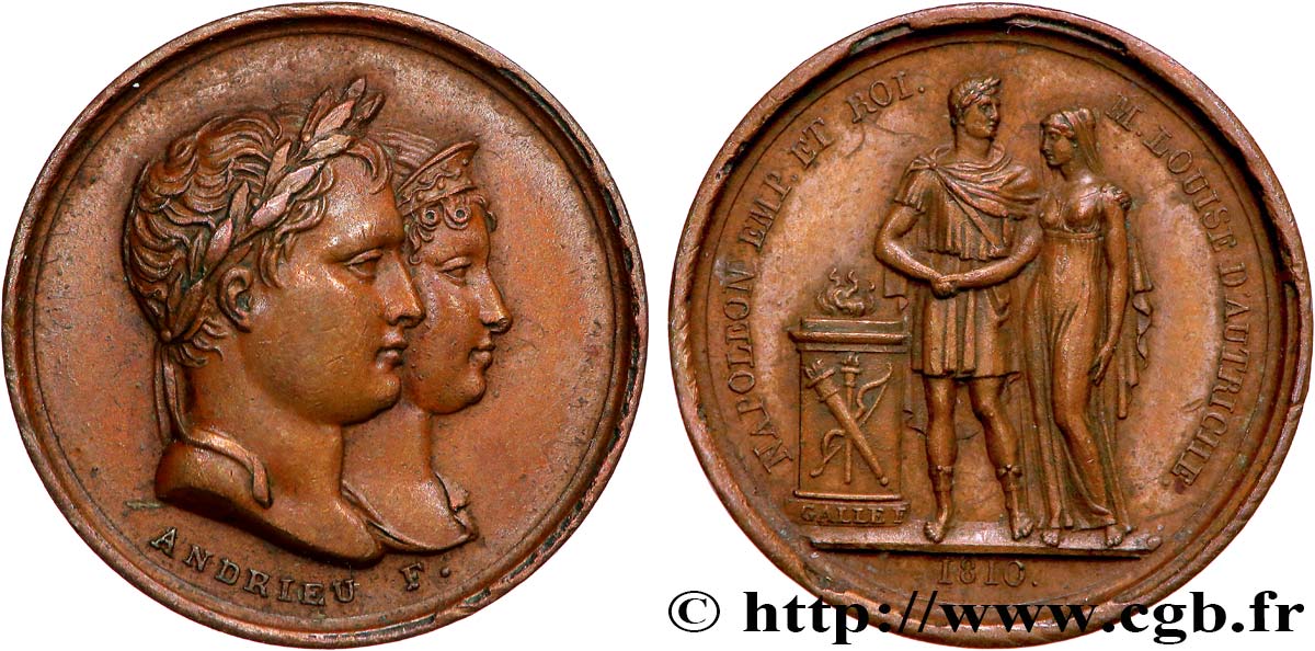 PREMIER EMPIRE Quinaire, Mariage de Napoléon Ier et de Marie-Louise TTB+