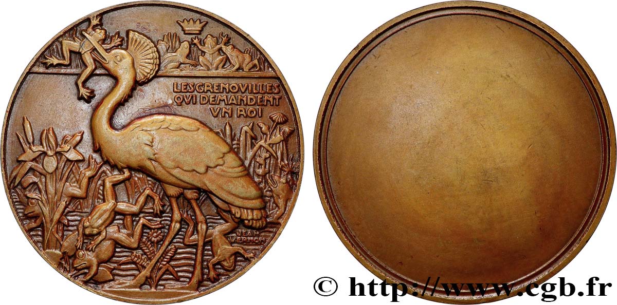 FRANCE Médaille, Les Grenouilles qui demandent un roi TTB