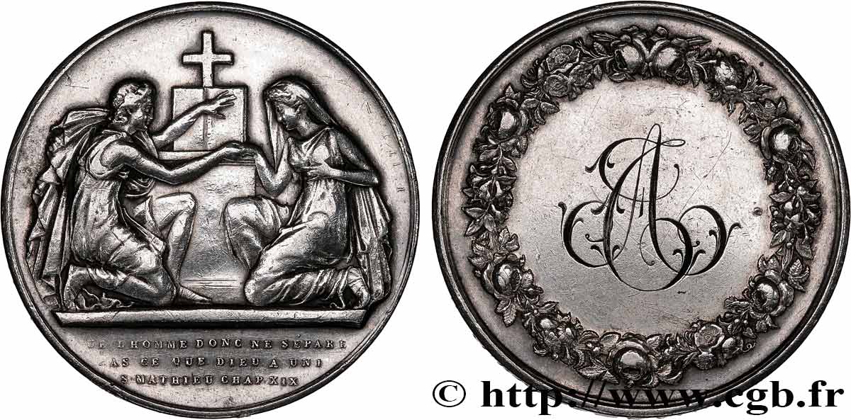 AMOUR ET MARIAGE Médaille de mariage, Evangile de St Mathieu XF