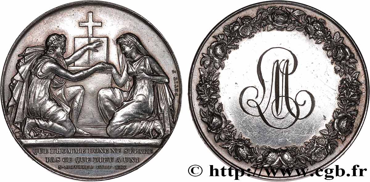 AMOUR ET MARIAGE Médaille de mariage, Evangile de St Mathieu TTB+
