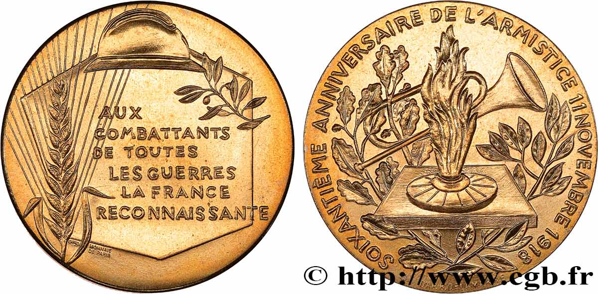 CINQUIÈME RÉPUBLIQUE Médaille, Soixantième anniversaire de l’armistice SUP