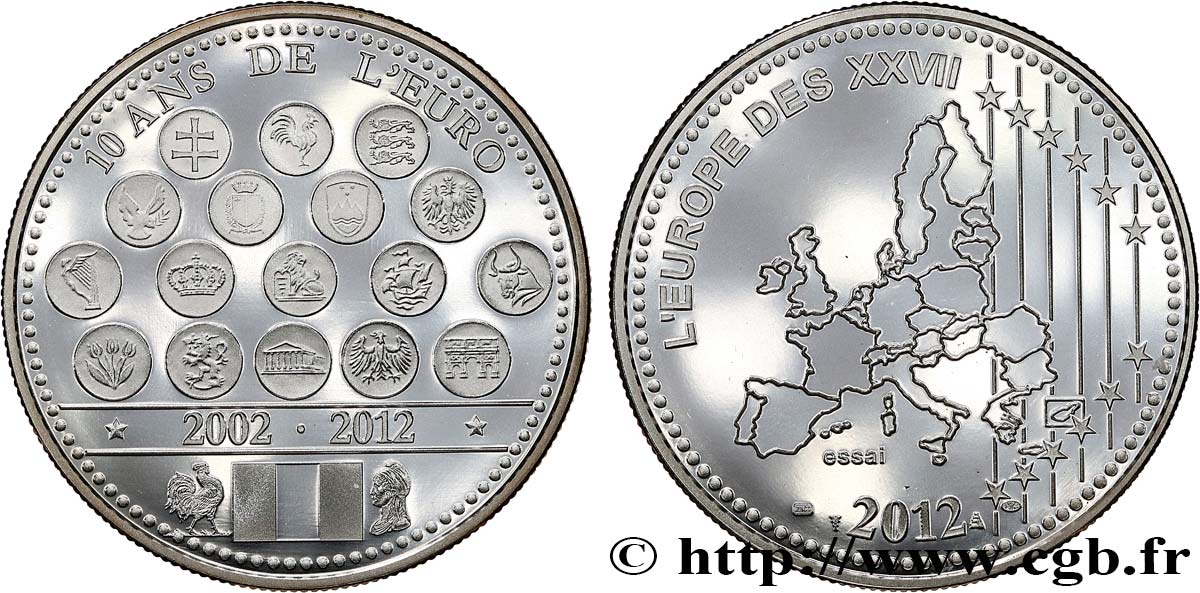 V REPUBLIC Médaille, Essai, 10 ans de l’Euro MS