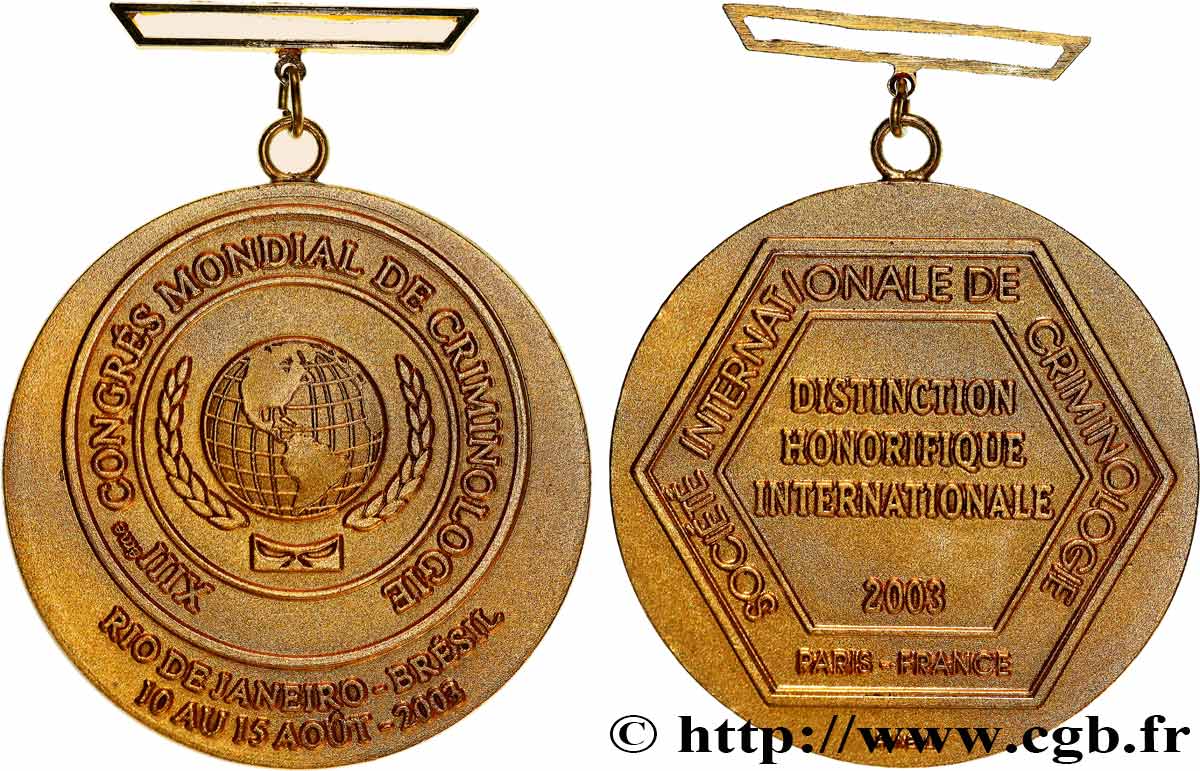SCIENCES & SCIENTIFIQUES Médaille, 13e congrès mondial de criminologie, transformée en pendentif VZ