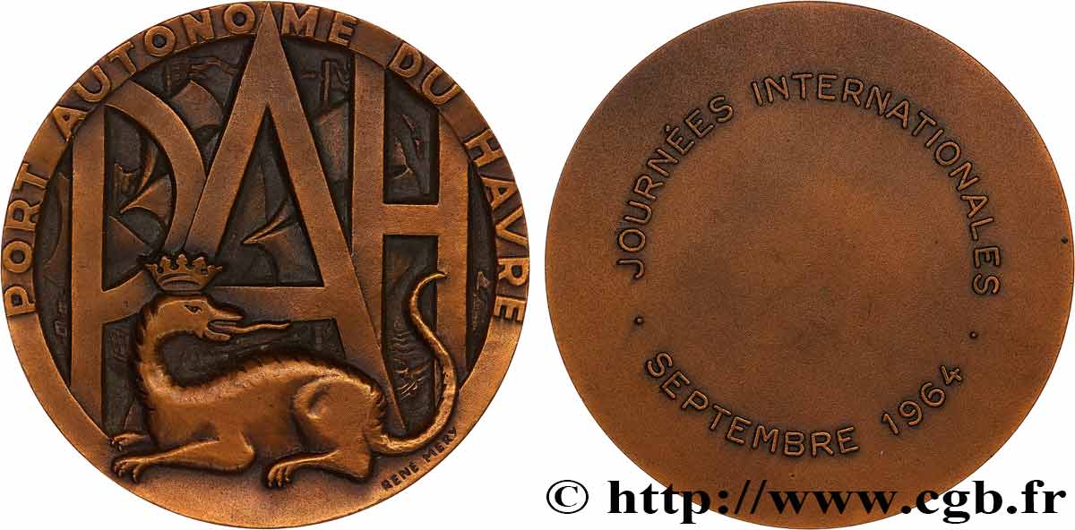 CINQUIÈME RÉPUBLIQUE Médaille, Journées internationales, Port du Havre TTB+