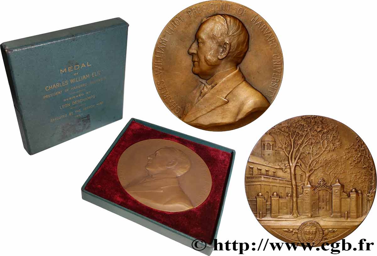 STATI UNITI D AMERICA Médaille, Charles William Eliot, Président de Harvard q.SPL/SPL