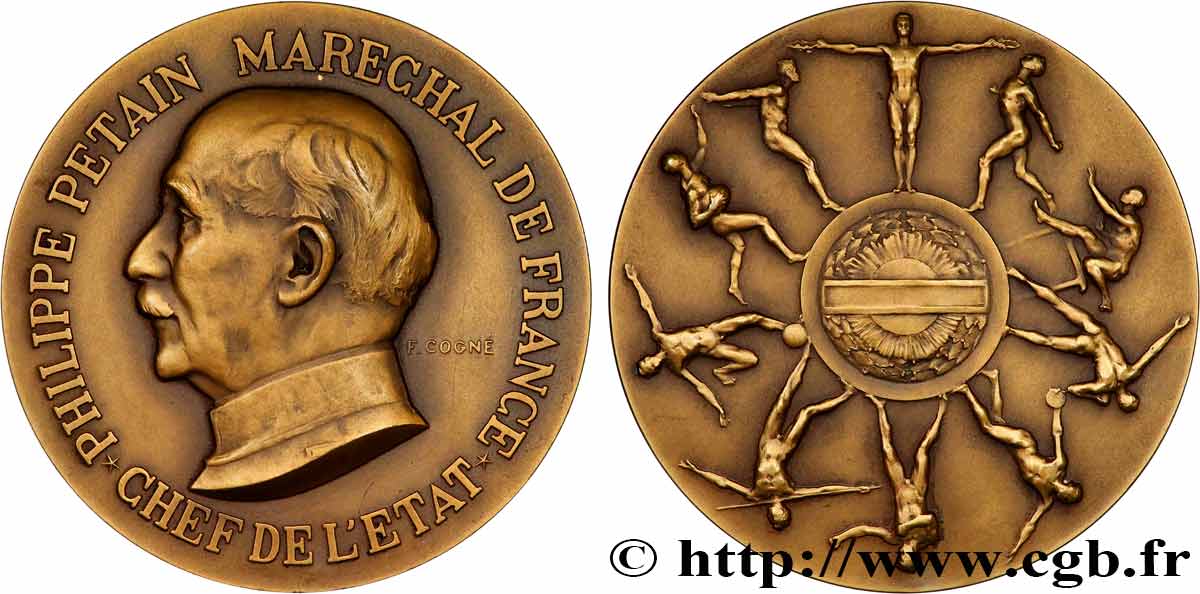 ÉTAT FRANÇAIS Médaille de récompense sportive, Maréchal Pétain SUP